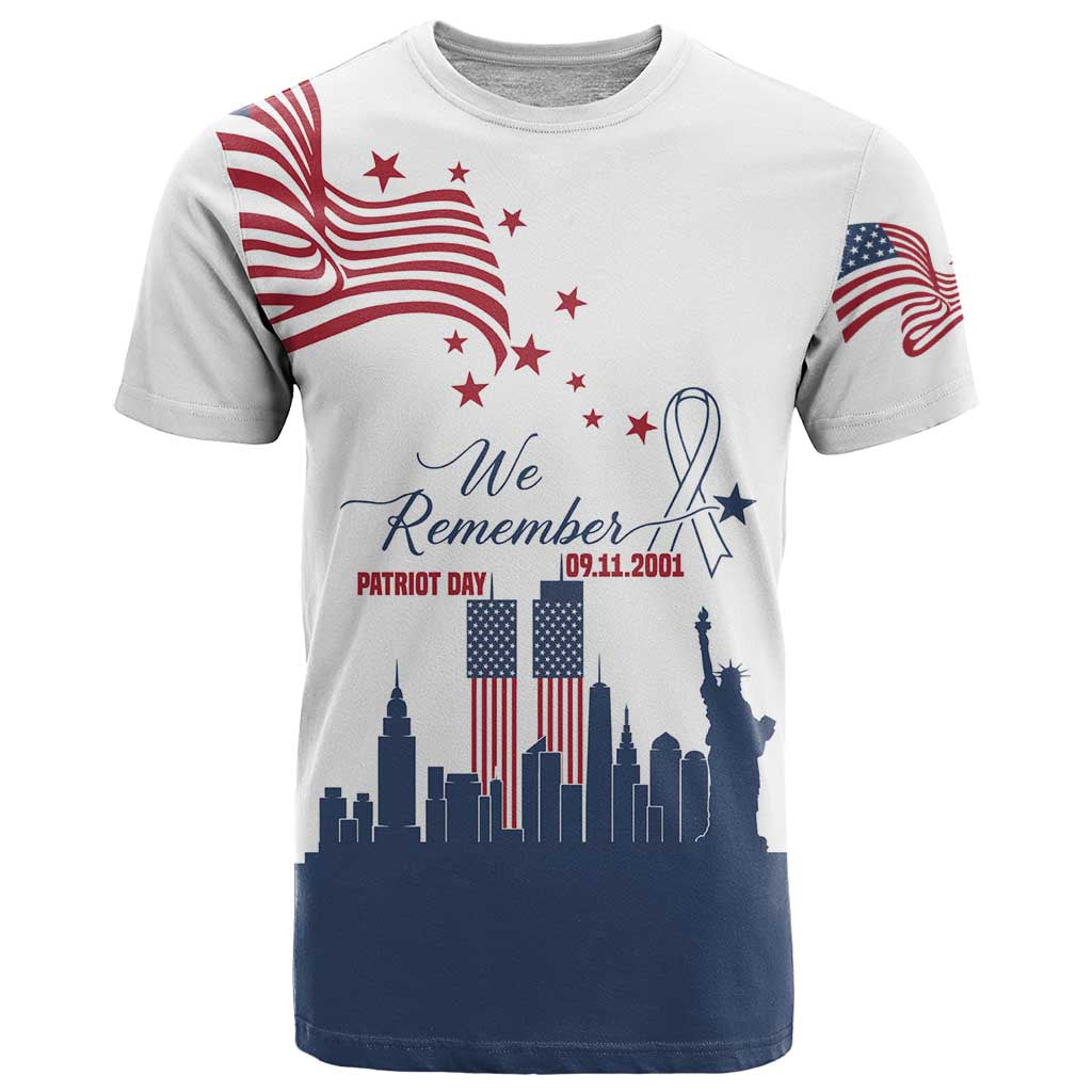 Patriot Day 911 Memorial T Shirt American Flag and New York City Skyline Design - Wonder Print Shop