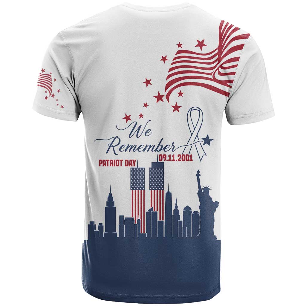 Patriot Day 911 Memorial T Shirt American Flag and New York City Skyline Design - Wonder Print Shop