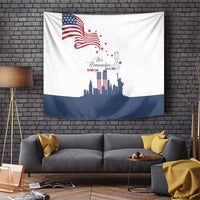 Patriot Day 911 Memorial Tapestry American Flag and New York City Skyline Design - Wonder Print Shop