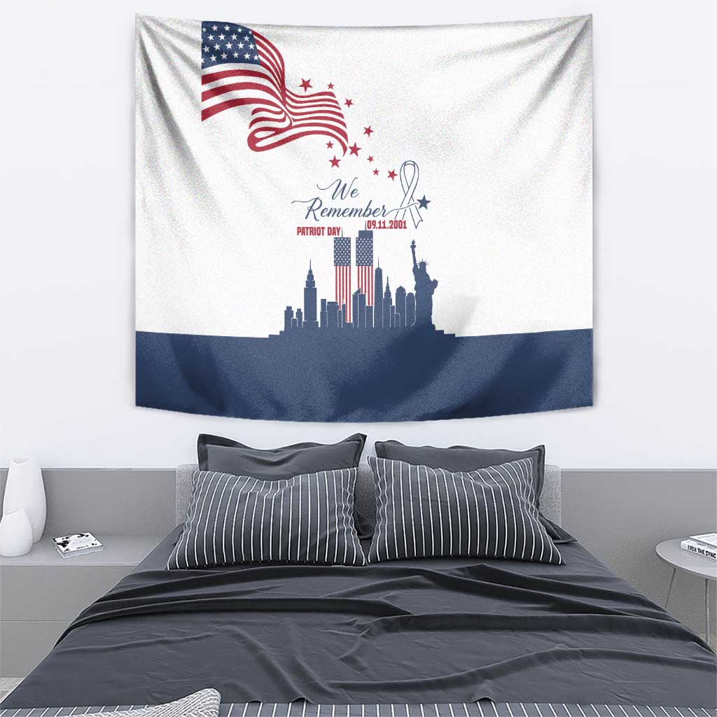 Patriot Day 911 Memorial Tapestry American Flag and New York City Skyline Design - Wonder Print Shop