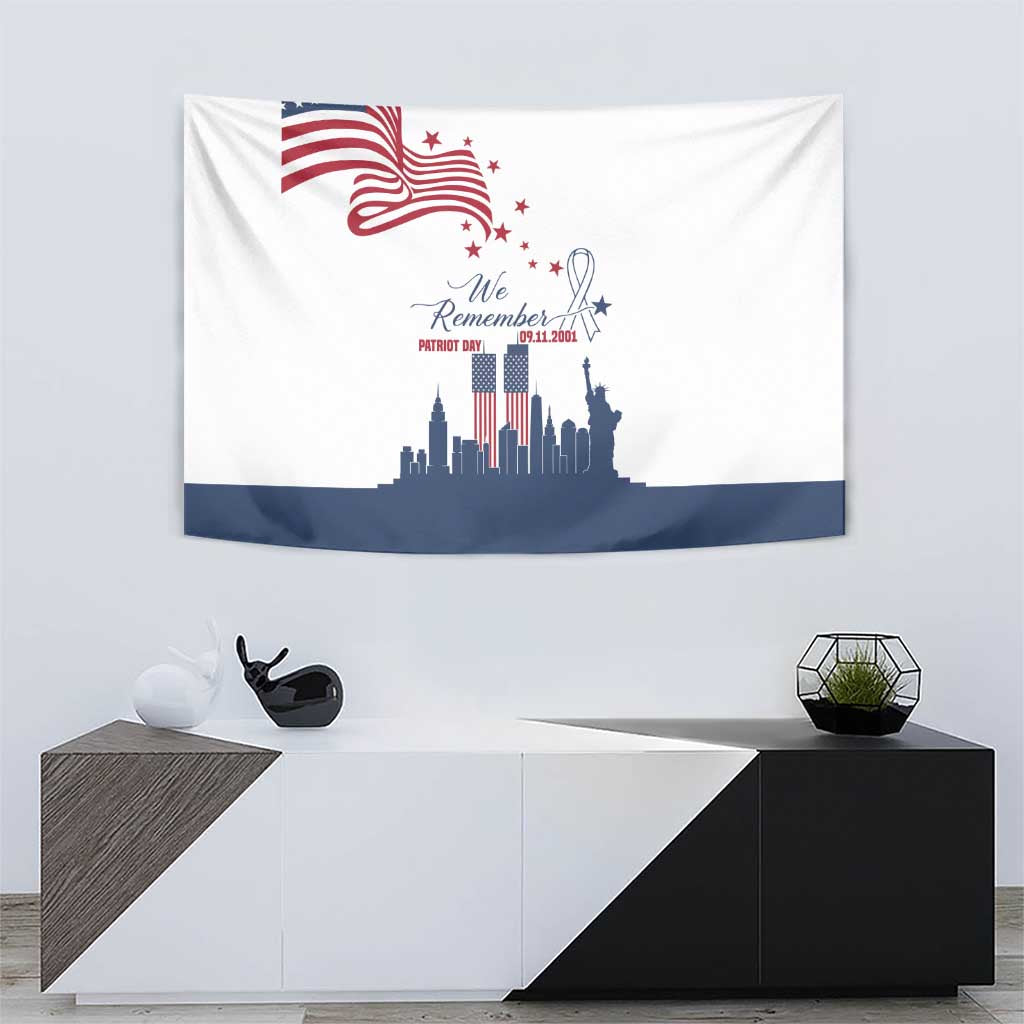 Patriot Day 911 Memorial Tapestry American Flag and New York City Skyline Design - Wonder Print Shop