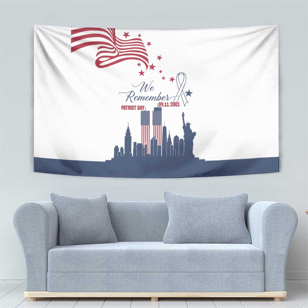 Patriot Day 911 Memorial Tapestry American Flag and New York City Skyline Design - Wonder Print Shop