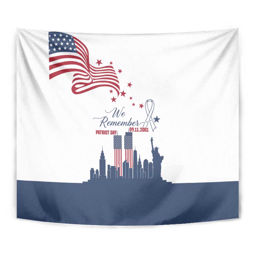 Patriot Day 911 Memorial Tapestry American Flag and New York City Skyline Design - Wonder Print Shop