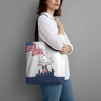Patriot Day 911 Memorial Tote Bag American Flag and New York City Skyline Design - Wonder Print Shop