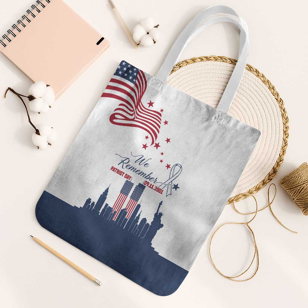 Patriot Day 911 Memorial Tote Bag American Flag and New York City Skyline Design - Wonder Print Shop