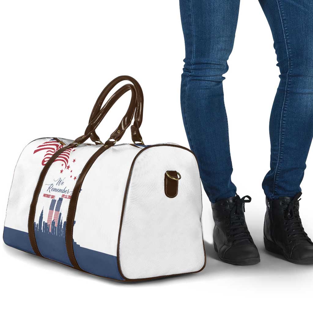 Patriot Day 911 Memorial Travel Bag American Flag and New York City Skyline Design - Wonder Print Shop