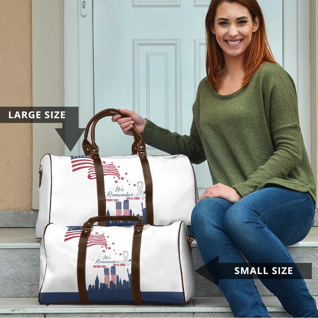 Patriot Day 911 Memorial Travel Bag American Flag and New York City Skyline Design - Wonder Print Shop