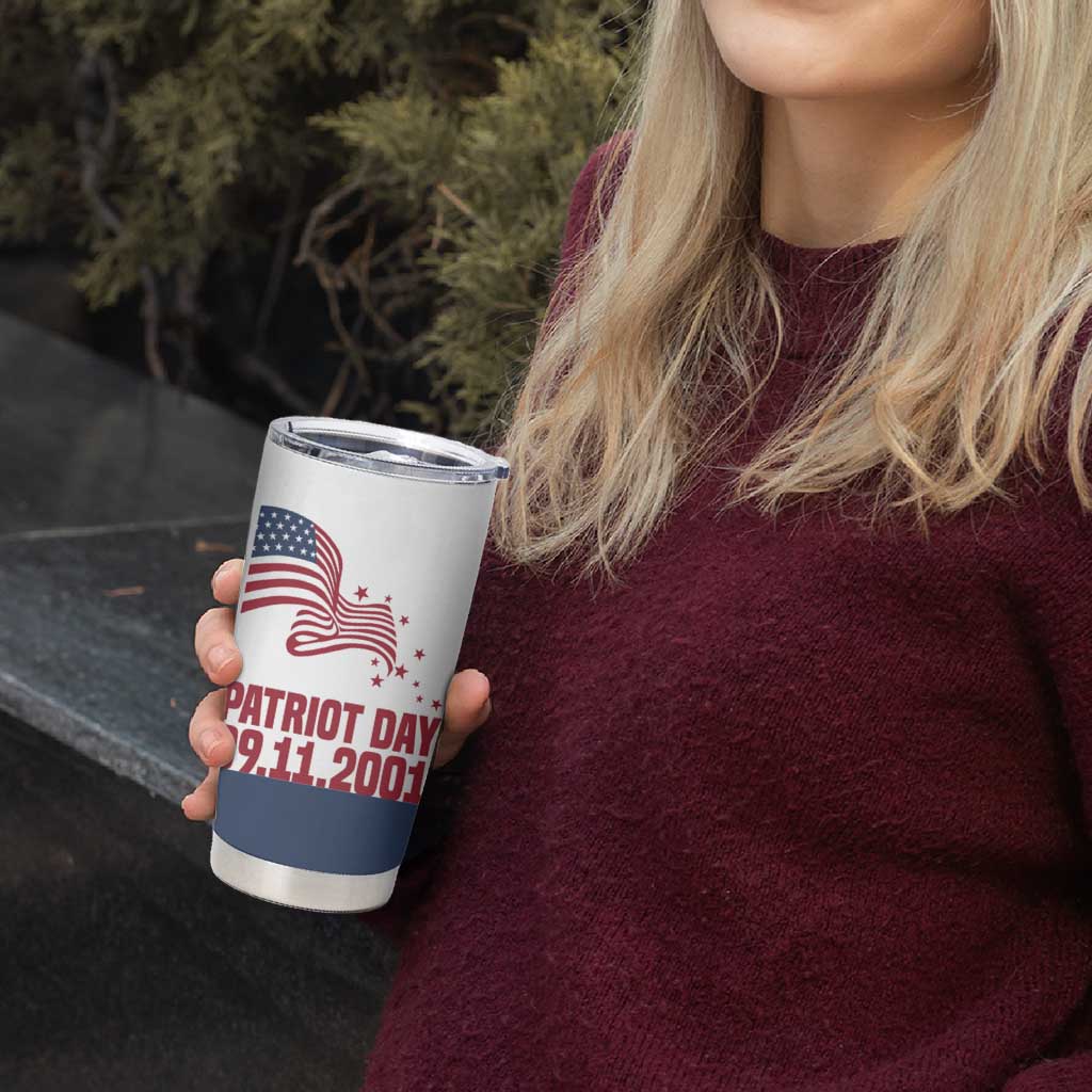 Patriot Day 911 Memorial Tumbler Cup American Flag and New York City Skyline Design - Wonder Print Shop