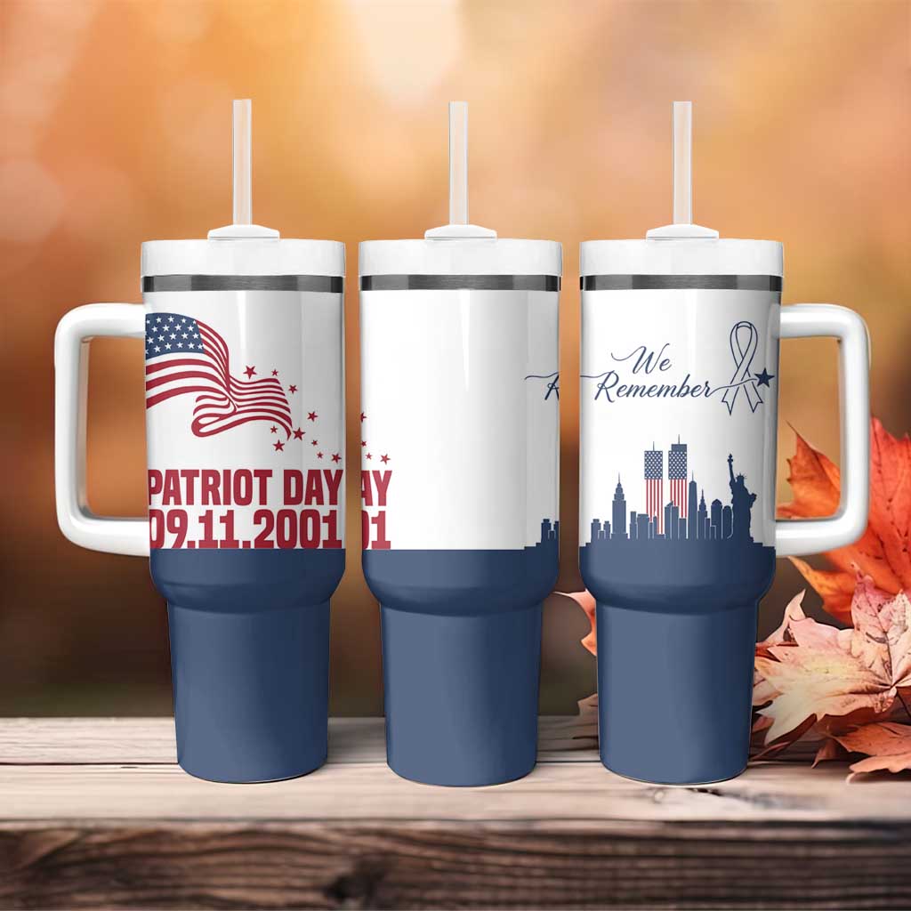 Patriot Day 911 Memorial Tumbler With Handle American Flag and New York City Skyline Design - Wonder Print Shop