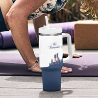 Patriot Day 911 Memorial Tumbler With Handle American Flag and New York City Skyline Design - Wonder Print Shop
