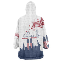 Patriot Day 911 Memorial Wearable Blanket Hoodie American Flag and New York City Skyline Design - Wonder Print Shop