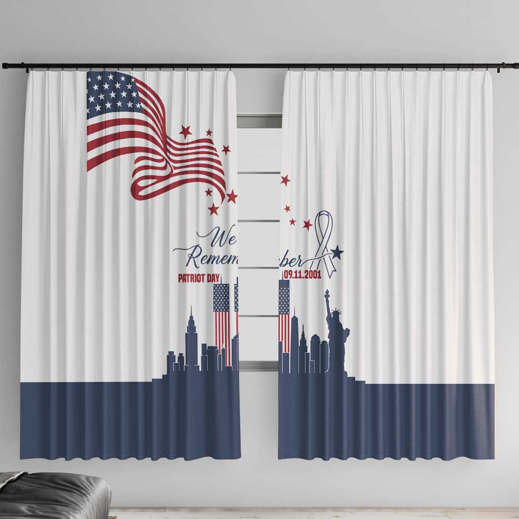 Patriot Day 911 Memorial Window Curtain American Flag and New York City Skyline Design - Wonder Print Shop