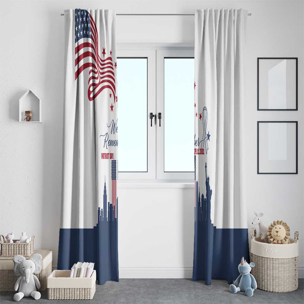 Patriot Day 911 Memorial Window Curtain American Flag and New York City Skyline Design - Wonder Print Shop