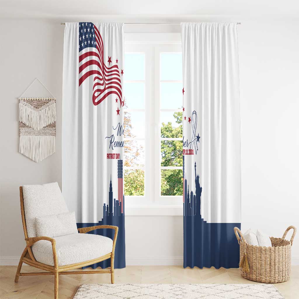 Patriot Day 911 Memorial Window Curtain American Flag and New York City Skyline Design - Wonder Print Shop