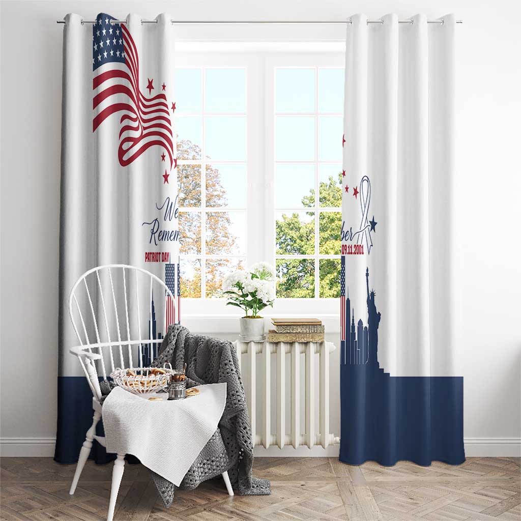 Patriot Day 911 Memorial Window Curtain American Flag and New York City Skyline Design - Wonder Print Shop