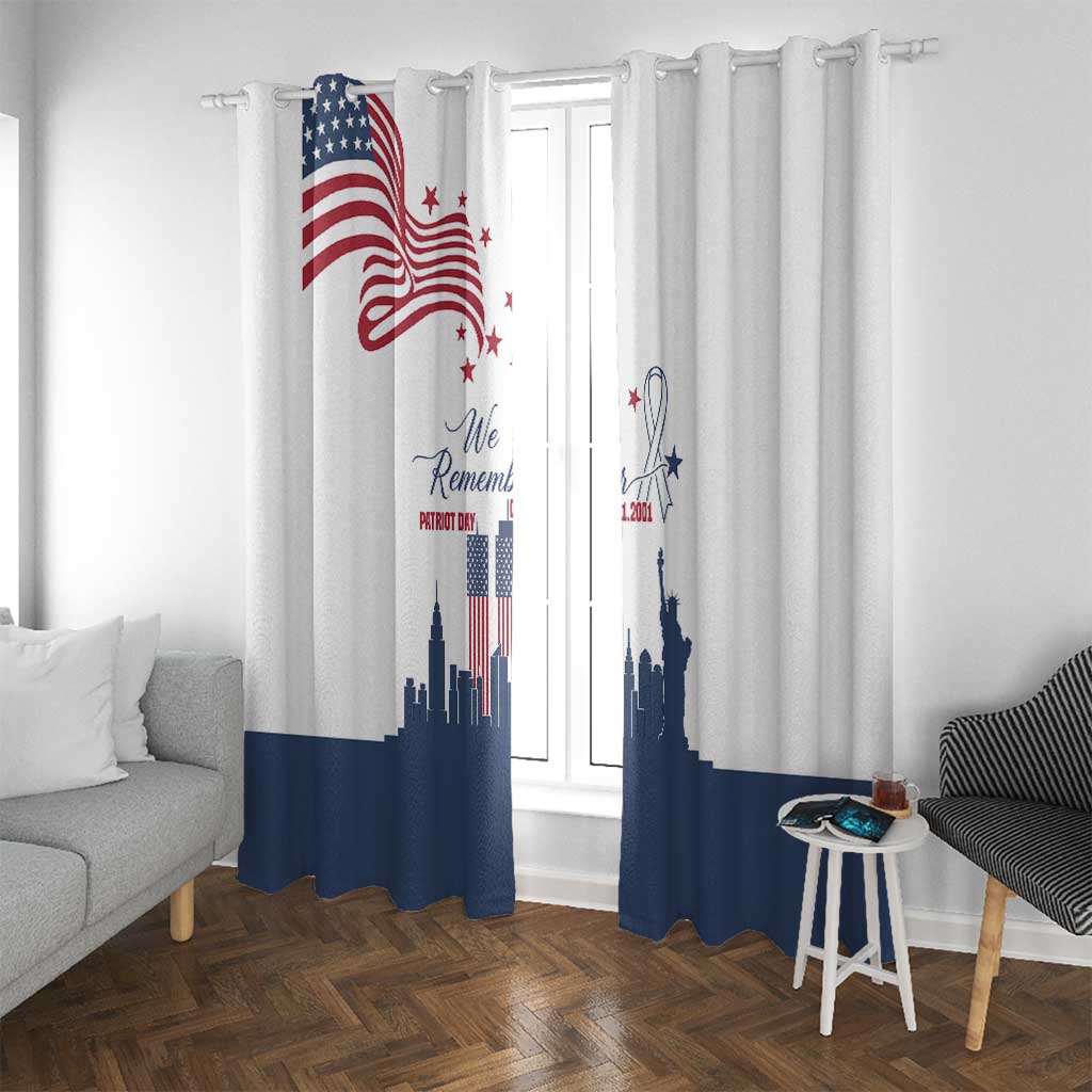 Patriot Day 911 Memorial Window Curtain American Flag and New York City Skyline Design - Wonder Print Shop