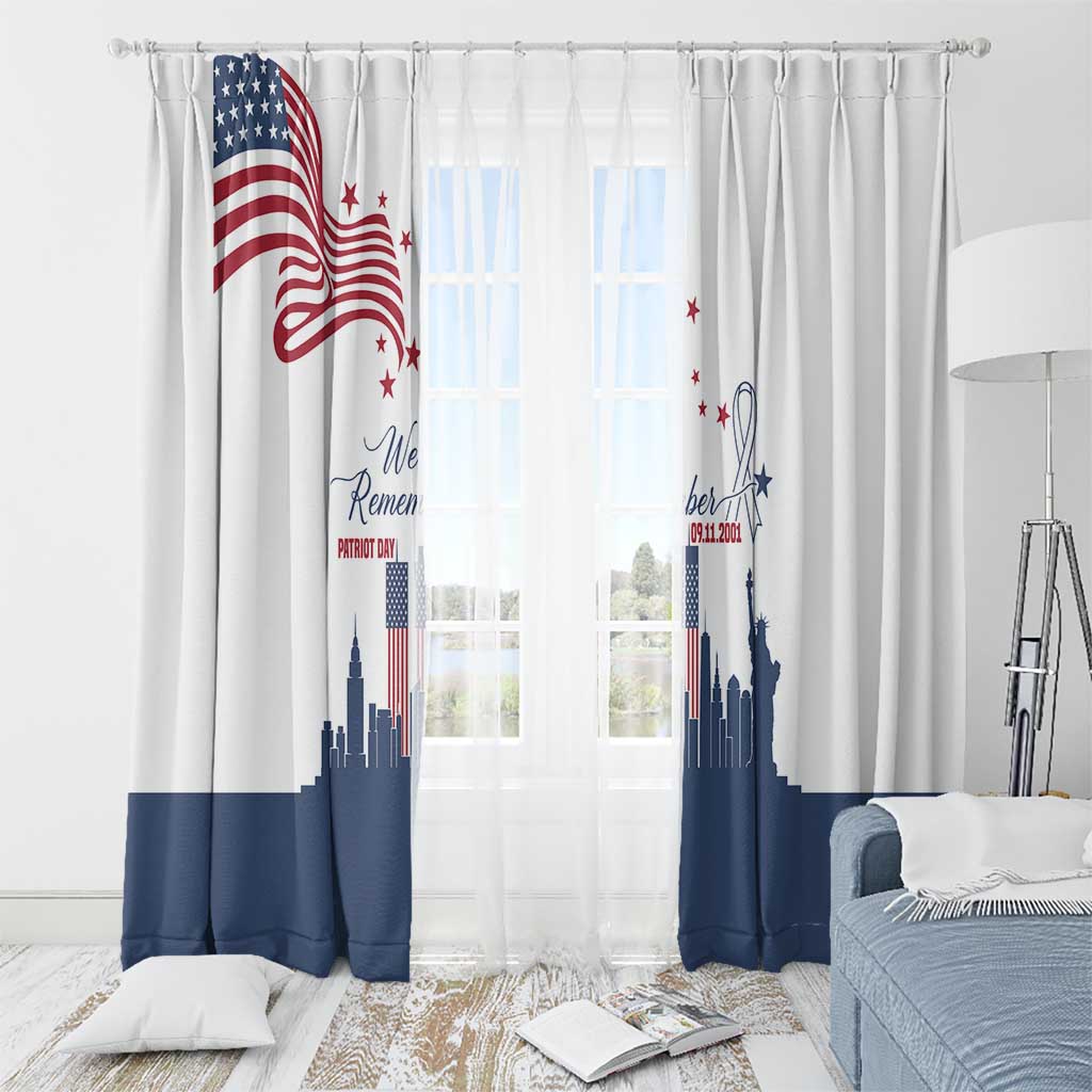 Patriot Day 911 Memorial Window Curtain American Flag and New York City Skyline Design - Wonder Print Shop