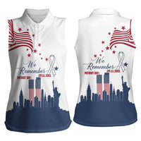 Patriot Day 911 Memorial Women Sleeveless Polo Shirt American Flag and New York City Skyline Design - Wonder Print Shop