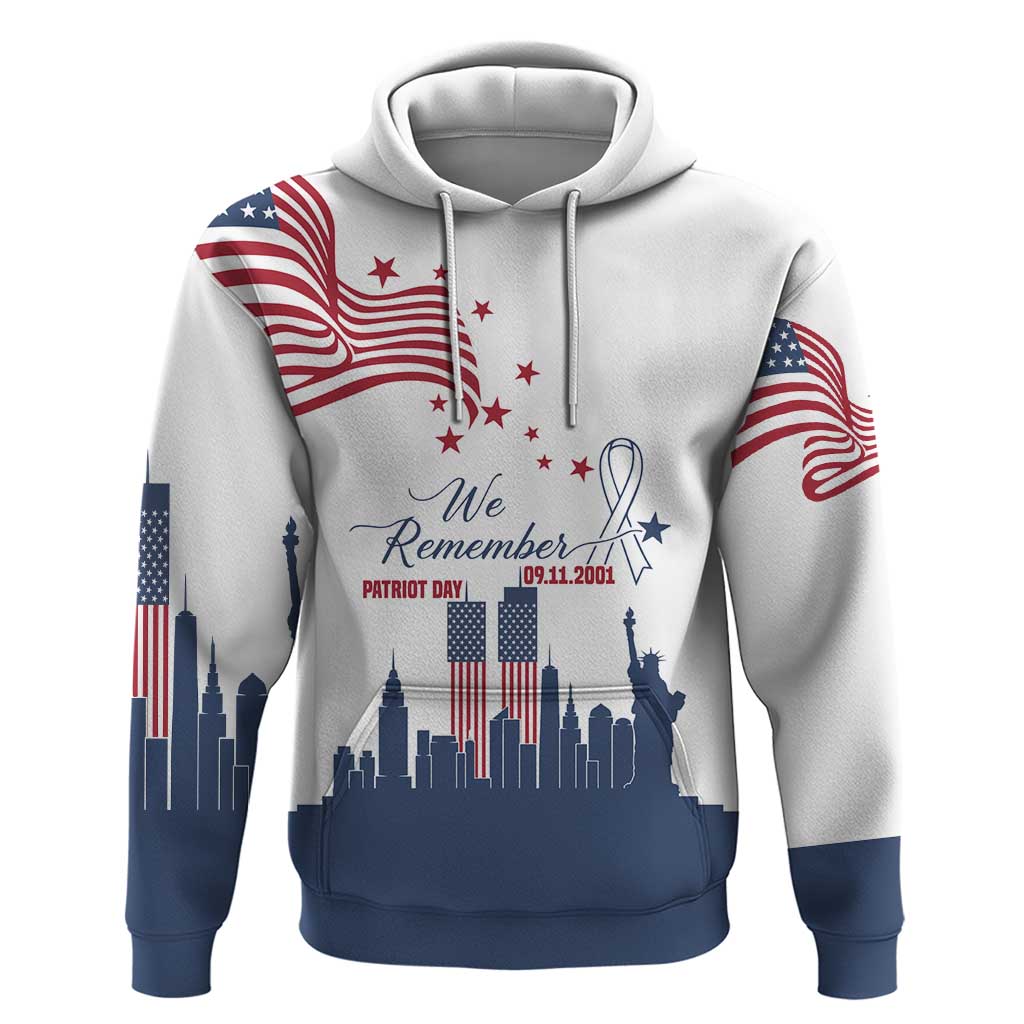 Patriot Day 911 Memorial Zip Hoodie American Flag and New York City Skyline Design - Wonder Print Shop