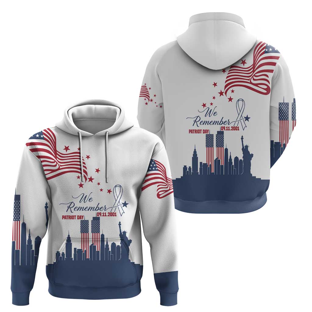 Patriot Day 911 Memorial Zip Hoodie American Flag and New York City Skyline Design - Wonder Print Shop