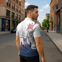 Patriot Day 911 Memorial Zipper Polo Shirt American Flag and New York City Skyline Design - Wonder Print Shop