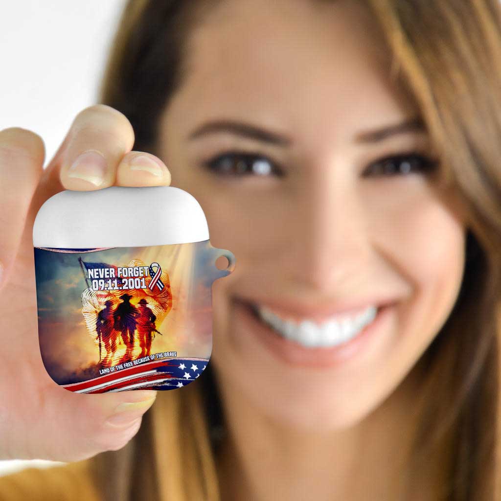 911 Memorial Patriot Day AirPods Case American Flag and Soldier Tribute Never Forget - Wonder Print Shop