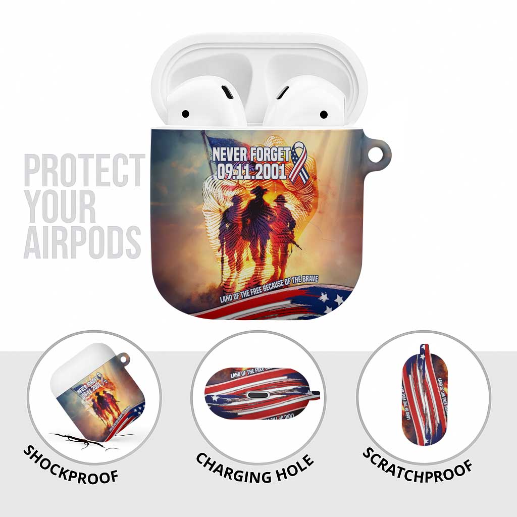 911 Memorial Patriot Day AirPods Case American Flag and Soldier Tribute Never Forget - Wonder Print Shop