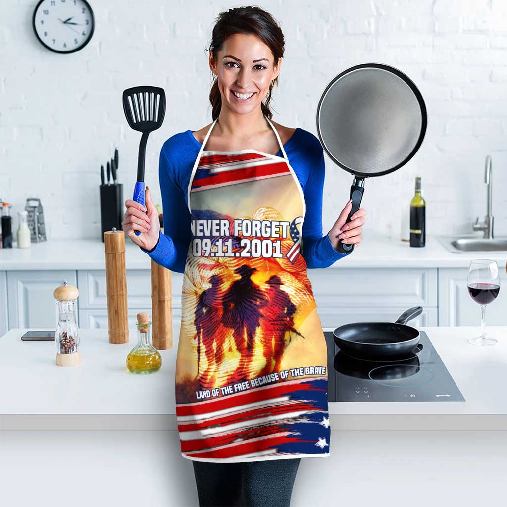 911 Memorial Patriot Day Apron American Flag and Soldier Tribute Never Forget - Wonder Print Shop