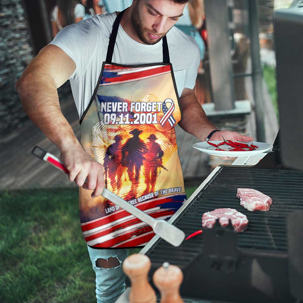 911 Memorial Patriot Day Apron American Flag and Soldier Tribute Never Forget - Wonder Print Shop