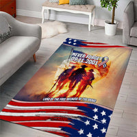 911 Memorial Patriot Day Area Rug American Flag and Soldier Tribute Never Forget - Wonder Print Shop