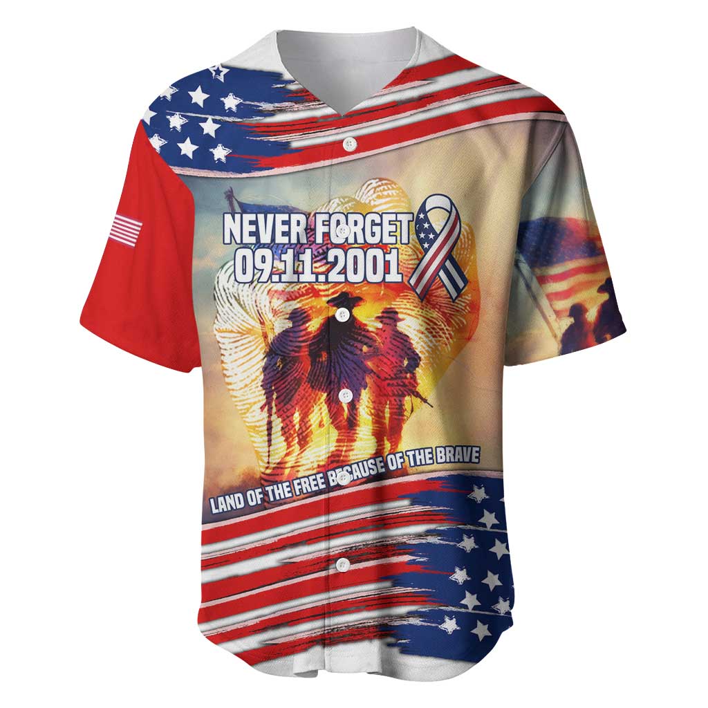 911 Memorial Patriot Day Baseball Jersey American Flag and Soldier Tribute Never Forget - Wonder Print Shop