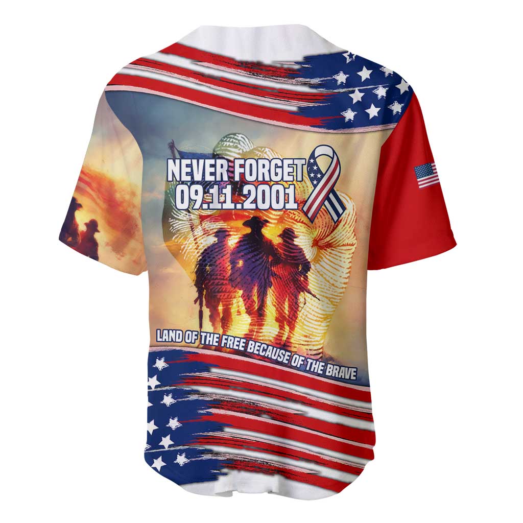 911 Memorial Patriot Day Baseball Jersey American Flag and Soldier Tribute Never Forget - Wonder Print Shop