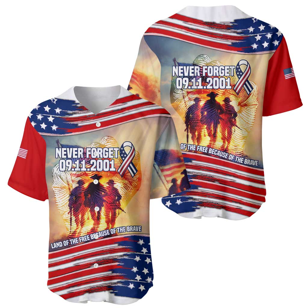 911 Memorial Patriot Day Baseball Jersey American Flag and Soldier Tribute Never Forget - Wonder Print Shop