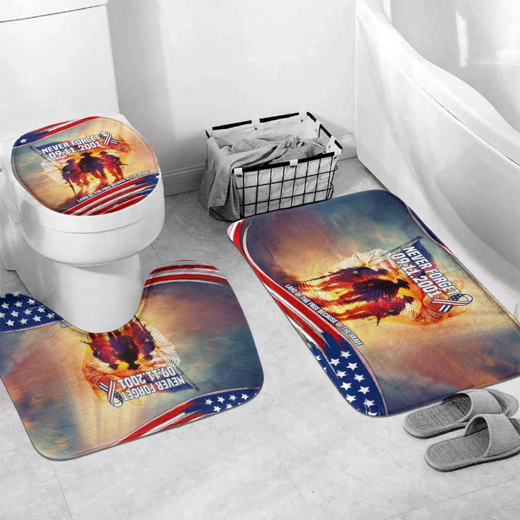 911 Memorial Patriot Day Bathroom Set American Flag and Soldier Tribute Never Forget - Wonder Print Shop
