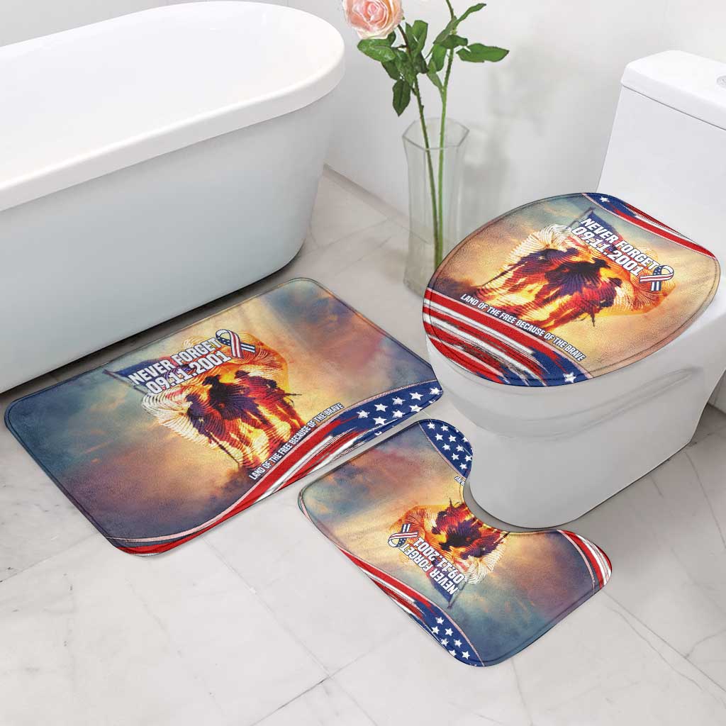 911 Memorial Patriot Day Bathroom Set American Flag and Soldier Tribute Never Forget - Wonder Print Shop