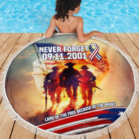 911 Memorial Patriot Day Beach Blanket American Flag and Soldier Tribute Never Forget - Wonder Print Shop