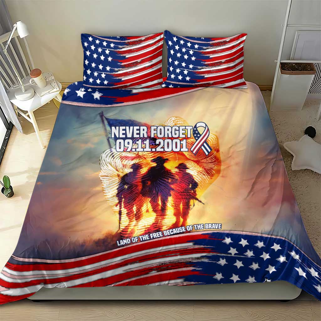911 Memorial Patriot Day Bedding Set American Flag and Soldier Tribute Never Forget - Wonder Print Shop