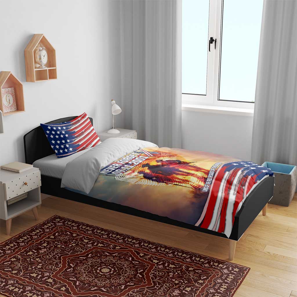 911 Memorial Patriot Day Bedding Set American Flag and Soldier Tribute Never Forget - Wonder Print Shop