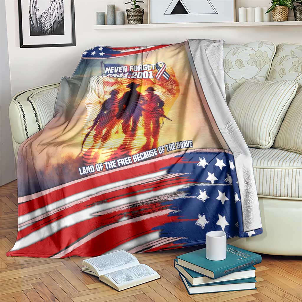911 Memorial Patriot Day Blanket American Flag and Soldier Tribute Never Forget - Wonder Print Shop