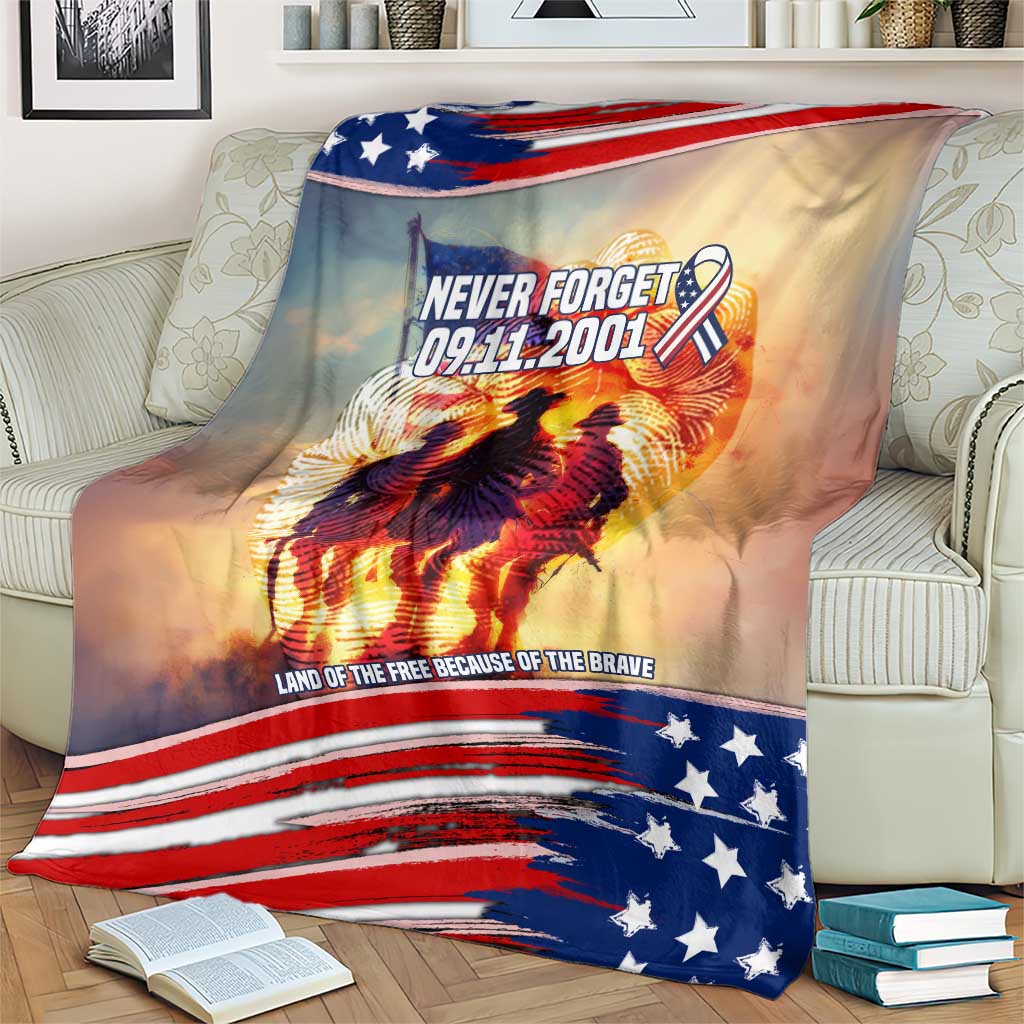 911 Memorial Patriot Day Blanket American Flag and Soldier Tribute Never Forget - Wonder Print Shop