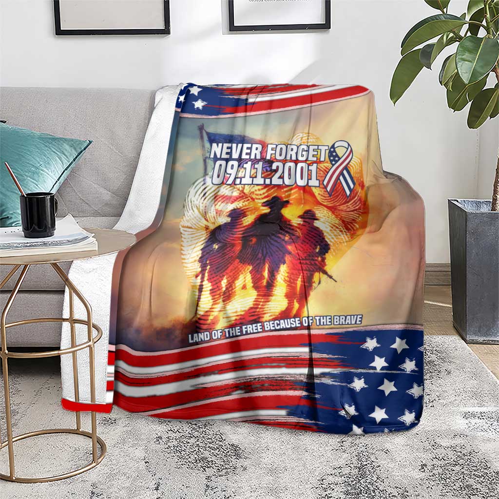 911 Memorial Patriot Day Blanket American Flag and Soldier Tribute Never Forget - Wonder Print Shop