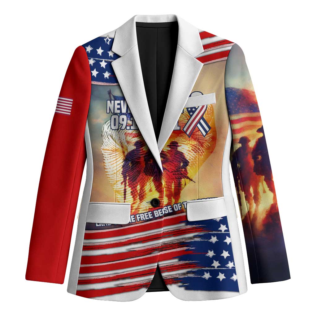 911 Memorial Patriot Day Blazer American Flag and Soldier Tribute Never Forget - Wonder Print Shop