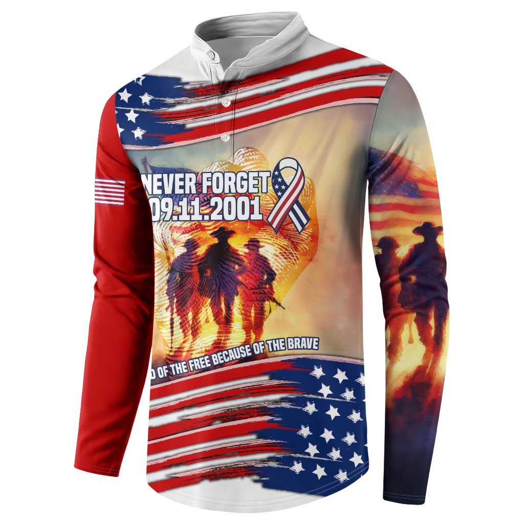 911 Memorial Patriot Day Button Sweatshirt American Flag and Soldier Tribute Never Forget - Wonder Print Shop