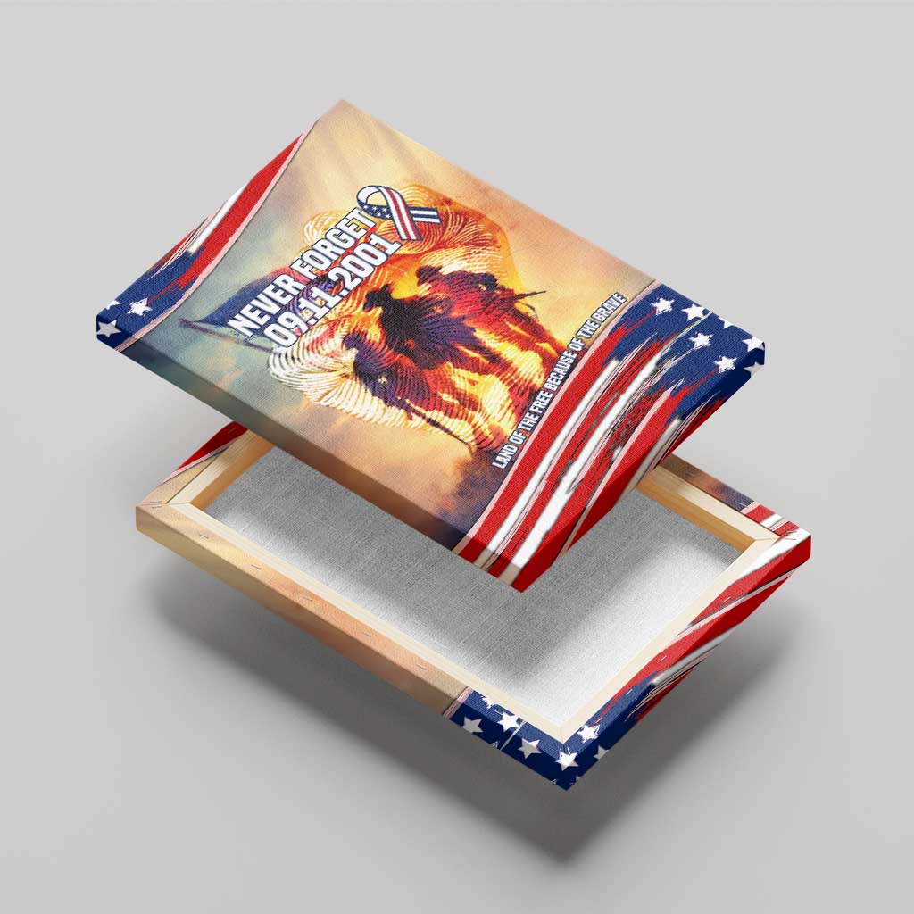 911 Memorial Patriot Day Canvas Wall Art American Flag and Soldier Tribute Never Forget - Wonder Print Shop