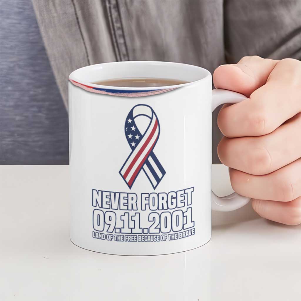 911 Memorial Patriot Day Ceramic Mug American Flag and Soldier Tribute Never Forget - Wonder Print Shop