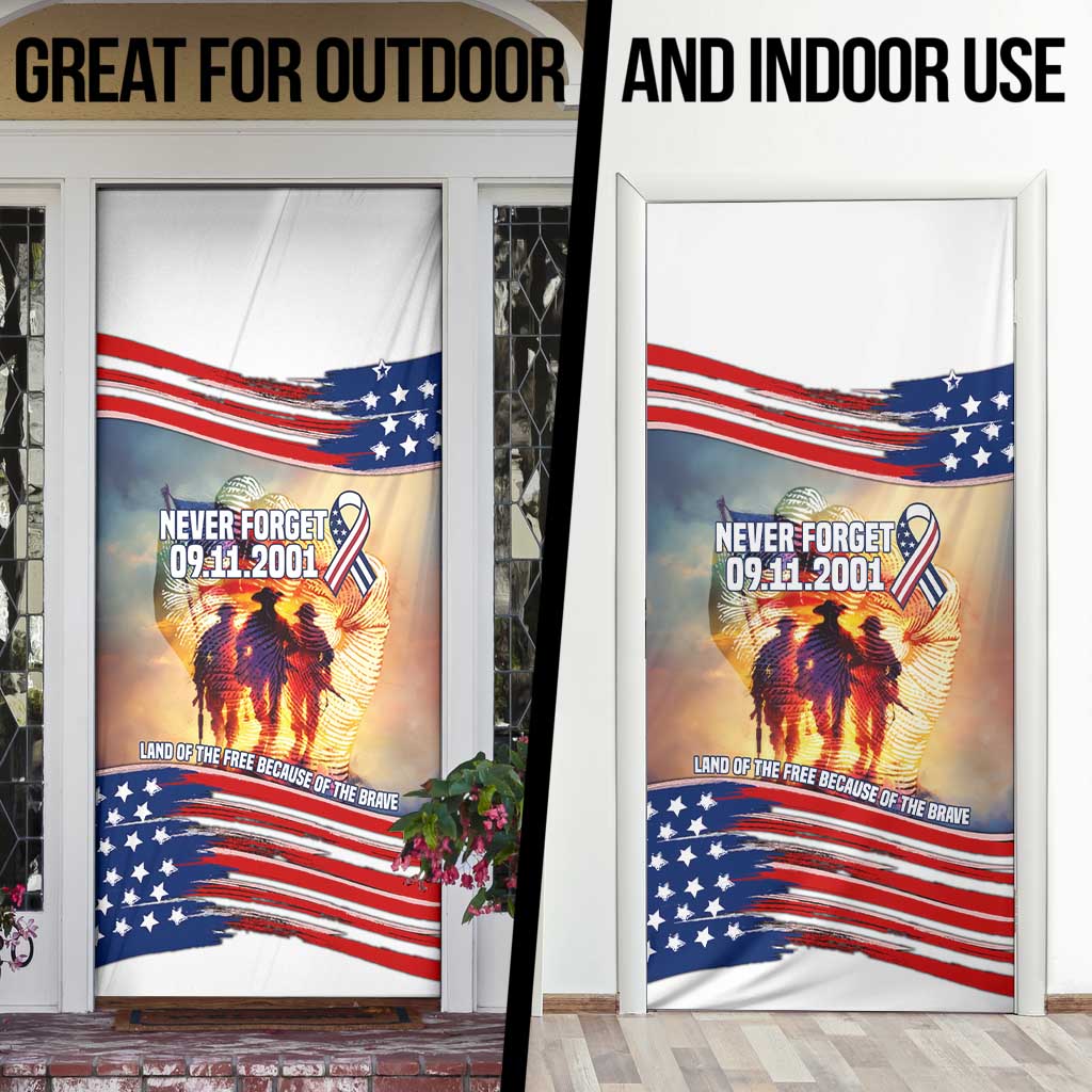 911 Memorial Patriot Day Door Cover American Flag and Soldier Tribute Never Forget - Wonder Print Shop