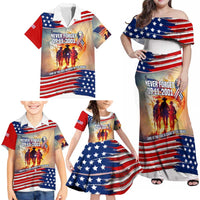 911 Memorial Patriot Day Family Matching Off Shoulder Maxi Dress and Hawaiian Shirt American Flag and Soldier Tribute Never Forget - Wonder Print Shop