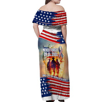 911 Memorial Patriot Day Family Matching Off Shoulder Maxi Dress and Hawaiian Shirt American Flag and Soldier Tribute Never Forget - Wonder Print Shop