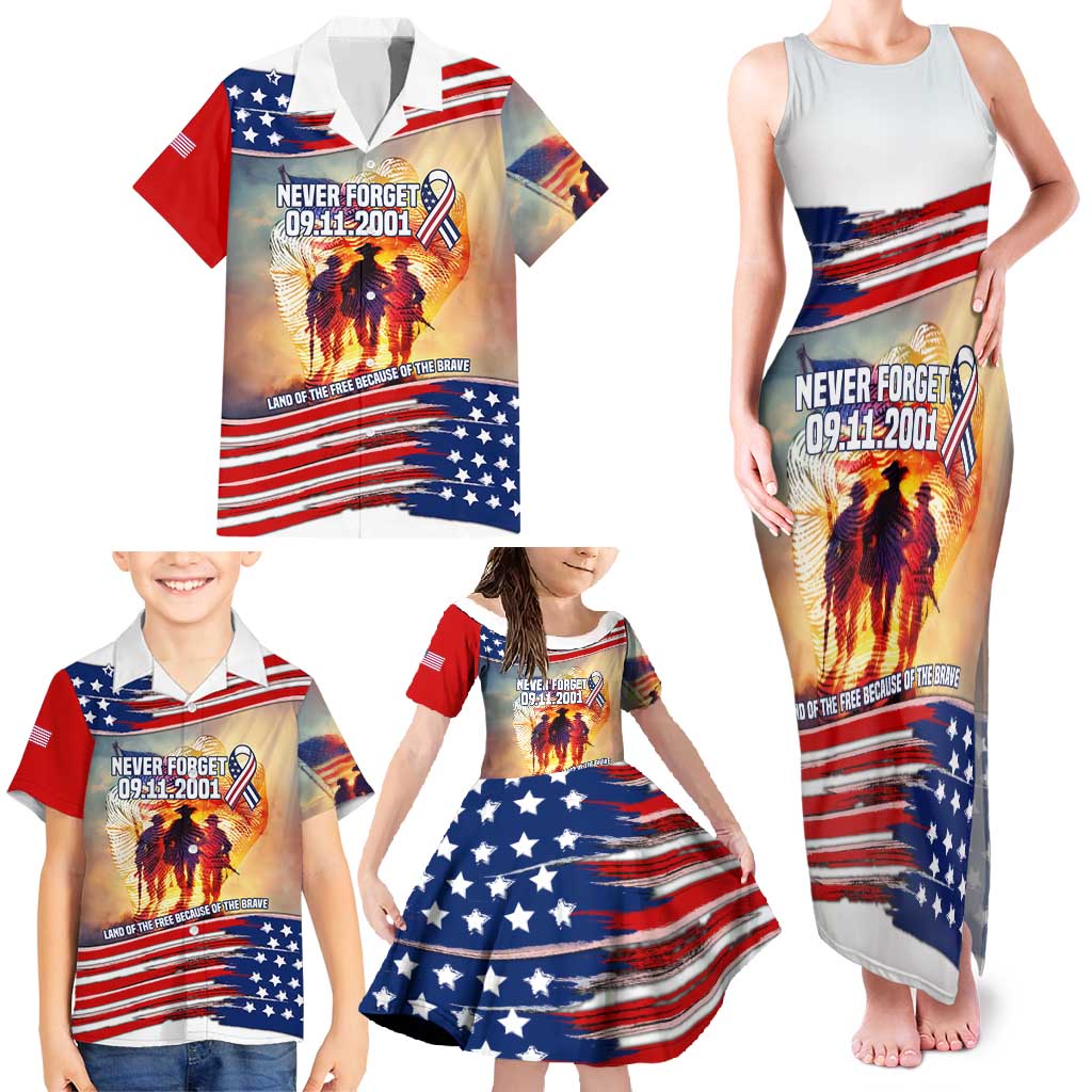 911 Memorial Patriot Day Family Matching Tank Maxi Dress and Hawaiian Shirt American Flag and Soldier Tribute Never Forget - Wonder Print Shop