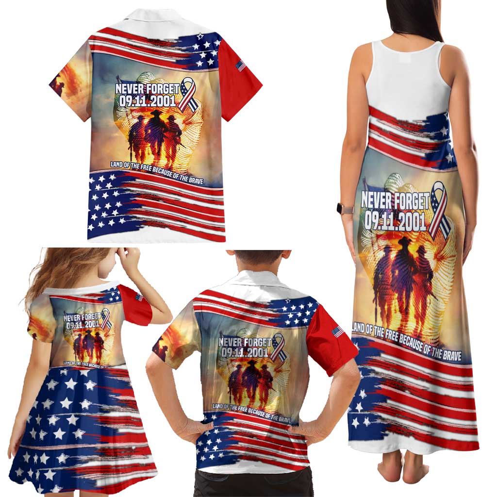 911 Memorial Patriot Day Family Matching Tank Maxi Dress and Hawaiian Shirt American Flag and Soldier Tribute Never Forget - Wonder Print Shop